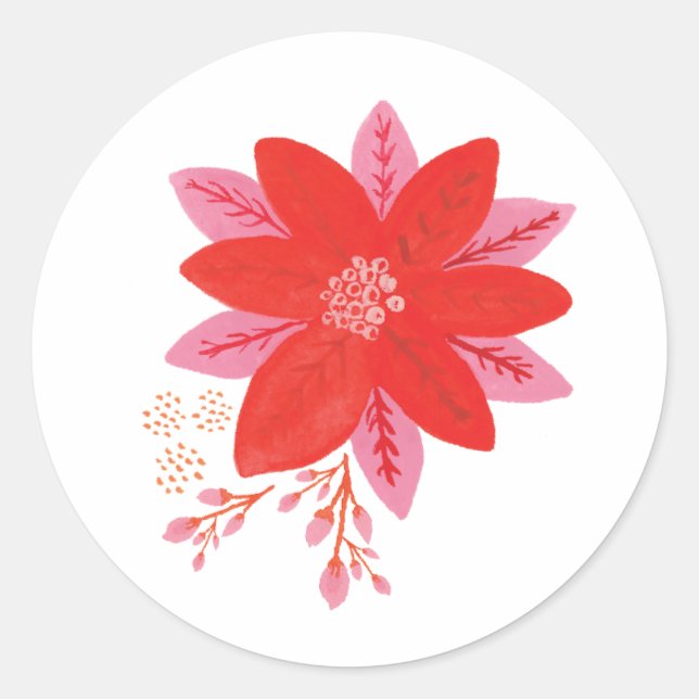 Sticker Rond Fleur rose et rouge (Devant)