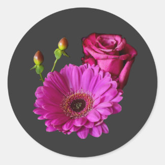 Sticker Rond Fleur rose Fleur vintage rose
