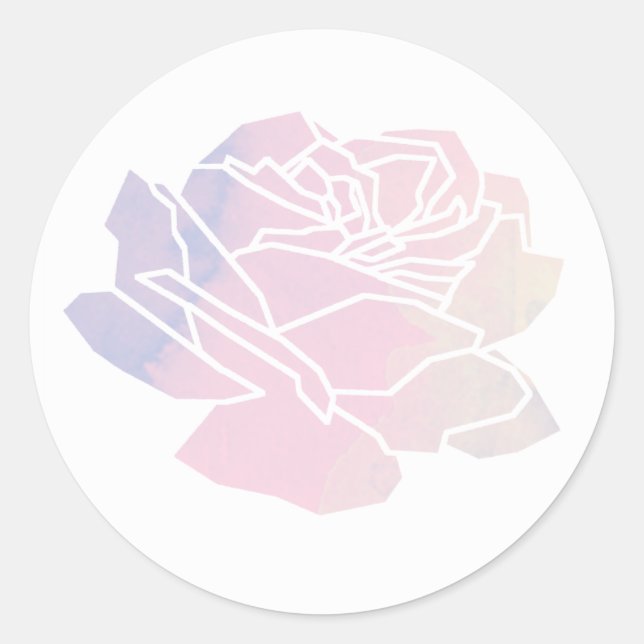 Sticker Rond Fleur rose jolie mariage à fleurs (Devant)