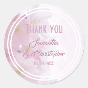 Sticker Rond Fleur rose merci