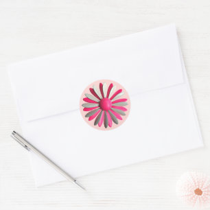 Sticker Rond Fleur rose MOD Printemps Été Jardin Mariage
