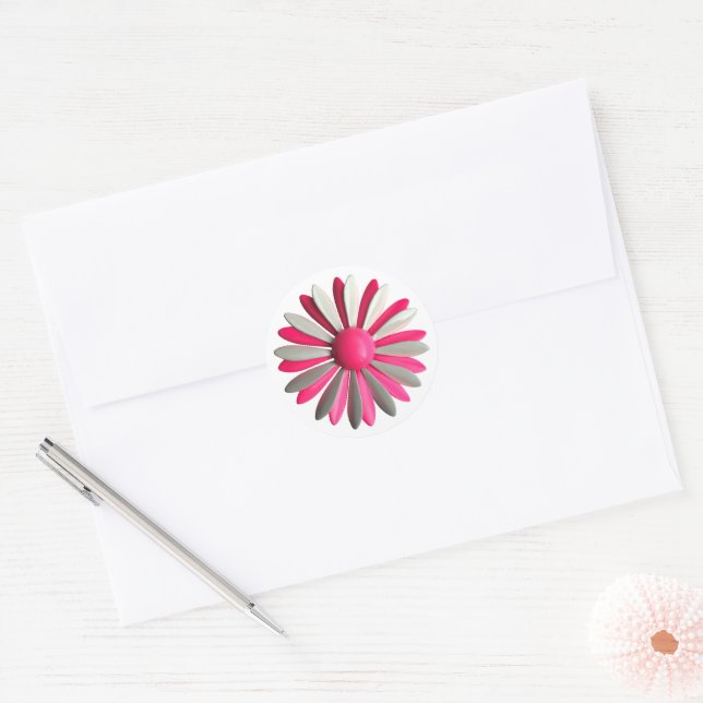 Sticker Rond Fleur rose MOD Printemps Été Jardin Mariage (Enveloppe)