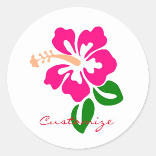 Sticker Rond Fleur rose tropicale Thunder_Cove de ketmie