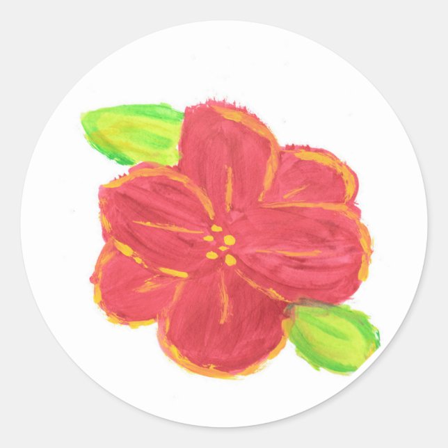 Sticker Rond Fleur rouge (Devant)
