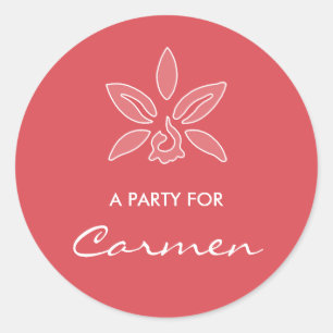 Sticker Rond Fleur rouge chaude simple d'orchidée élégante a
