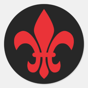 Sticker Rond Fleur rouge de Lys