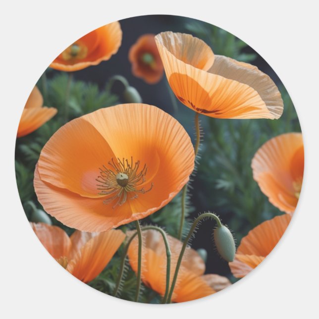 Sticker Rond Fleur rouge vibrant (Devant)