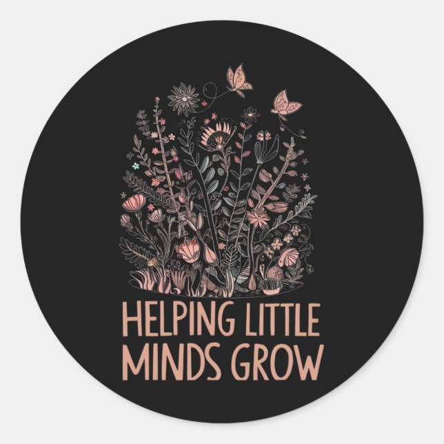 Sticker Rond Fleur sauvage aidant les petits esprits grandir Pr (Devant)