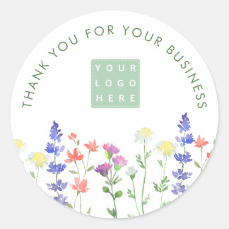 Sticker Rond Fleur Sauvage Aquarelle Merci pour votre entrepris