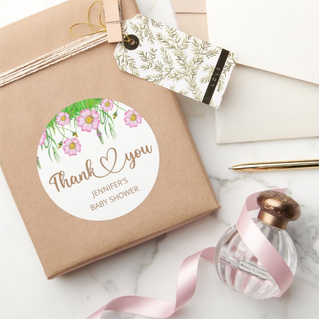 Sticker Rond Fleur sauvage bébé en baby shower fleuri (Cadeaux)