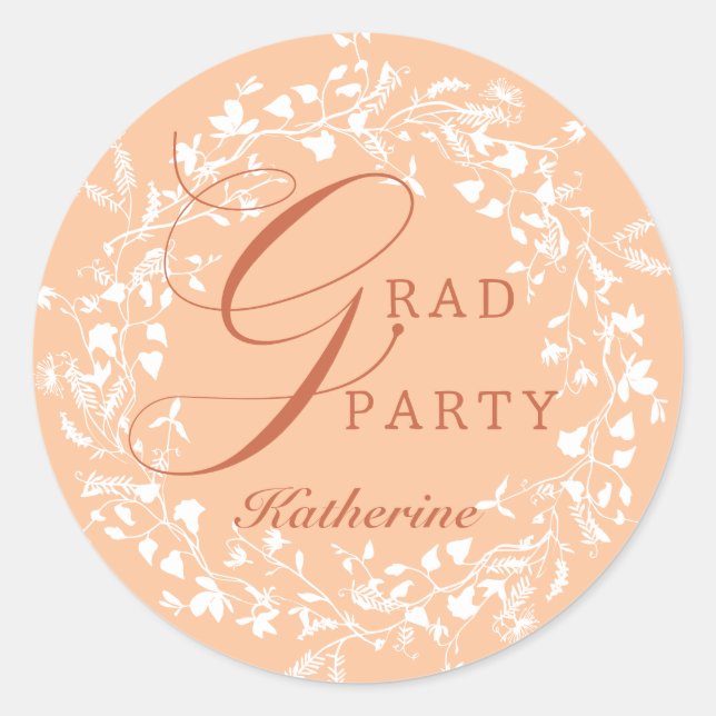 Sticker Rond Fleur sauvage blanc Peach Fuzz Wreath Graduation (Devant)