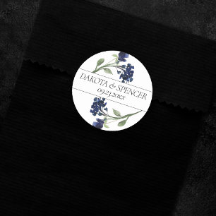 Sticker Rond Fleur sauvage   Bleu classique Fleur de Jardin Boh