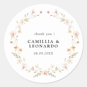 Sticker Rond Fleur sauvage Boho Floral Mariage