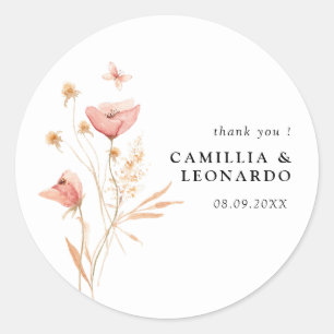 Sticker Rond Fleur sauvage Boho Floral Mariage
