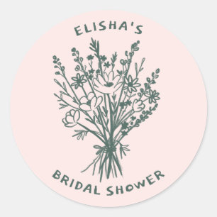 Sticker Rond Fleur sauvage Bouquet Rustique Whimsical Fête des 