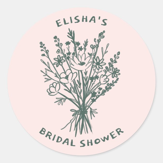 Sticker Rond Fleur sauvage Bouquet Rustique Whimsical Fête des  (Devant)