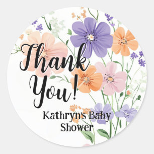 Sticker Rond Fleur sauvage Bouquet Spring Floral Girl Baby show
