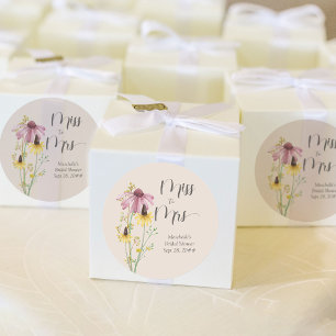 Sticker Rond Fleur sauvage Charm Miss à Mme Pays Fête des marié