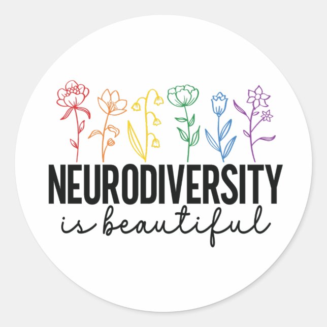 Sticker Rond Fleur sauvage d'autisme, TDAH, enseignant spéciali (Devant)