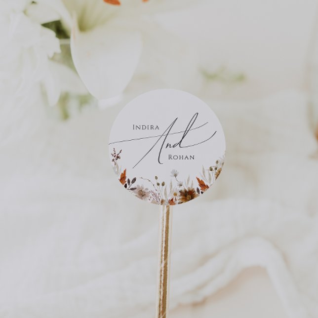 Sticker Rond Fleur sauvage d'automne Boho | Mariage`Enveloppe (Créateur téléchargé)