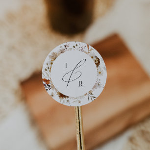 Sticker Rond Fleur sauvage d'automne Boho   Sceau d'enveloppe m