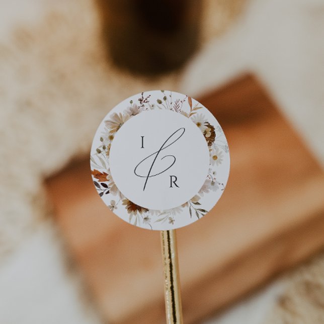 Sticker Rond Fleur sauvage d'automne Boho | Sceau d'enveloppe m (Créateur téléchargé)