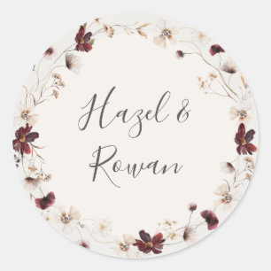 Sticker Rond Fleur sauvage de Cuivre Bourgogne Mariage beige