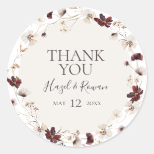 Sticker Rond Fleur sauvage de Cuivre Bourgogne   Merci Favor