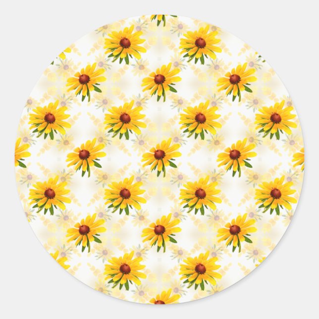 Sticker Rond Fleur sauvage d'été - Yellow Black Eyed Susan Phot (Devant)