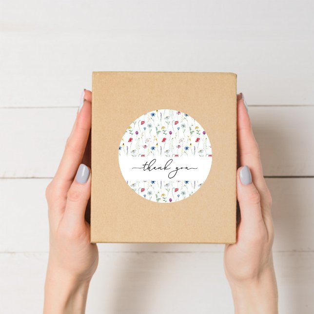 Sticker Rond Fleur sauvage élégant (Créateur téléchargé)