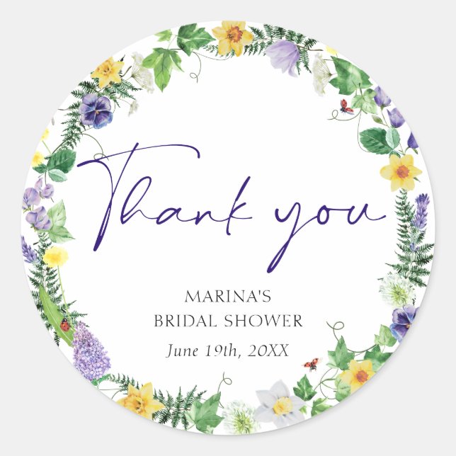 Sticker Rond Fleur sauvage élégant (Devant)