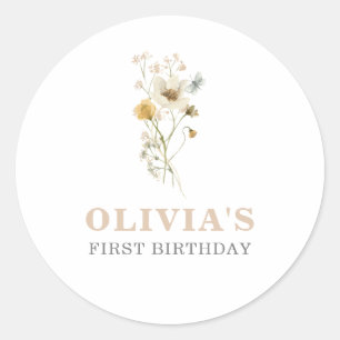 Sticker Rond Fleur sauvage Elegant jardin boho Premier annivers