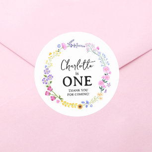 Sticker Rond Fleur sauvage est un premier anniversaire