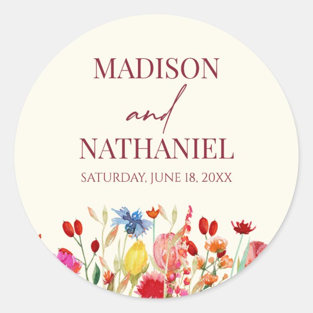 Sticker Rond Fleur sauvage Fleur Fleur Flore Jardin Mariage (Devant)