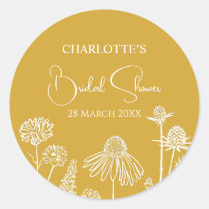 Sticker Rond Fleur sauvage Jaune Croché Floral