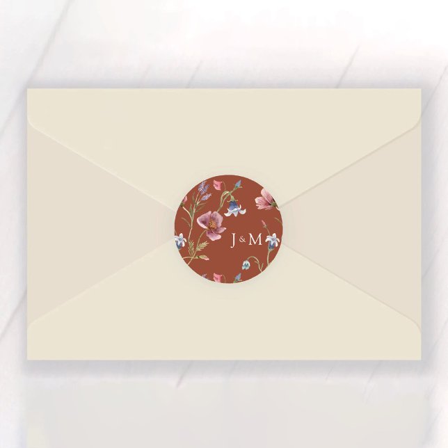 Sticker rond fleur sauvage Mariage classique (Créateur téléchargé)