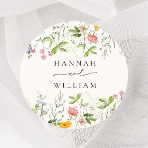 Sticker rond fleur sauvage Mariage classique