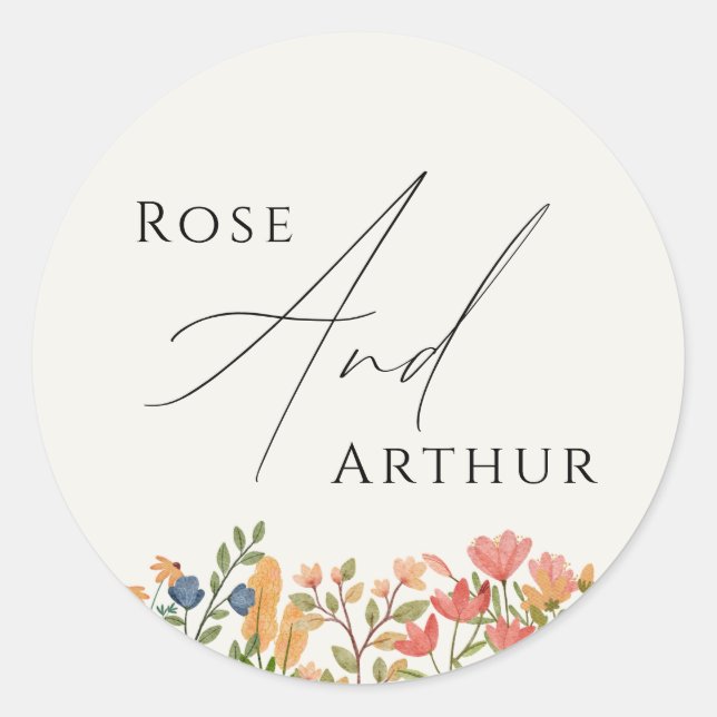 Sticker rond fleur sauvage Mariage de script class (Devant)