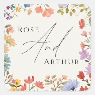 Sticker rond fleur sauvage Mariage de script class