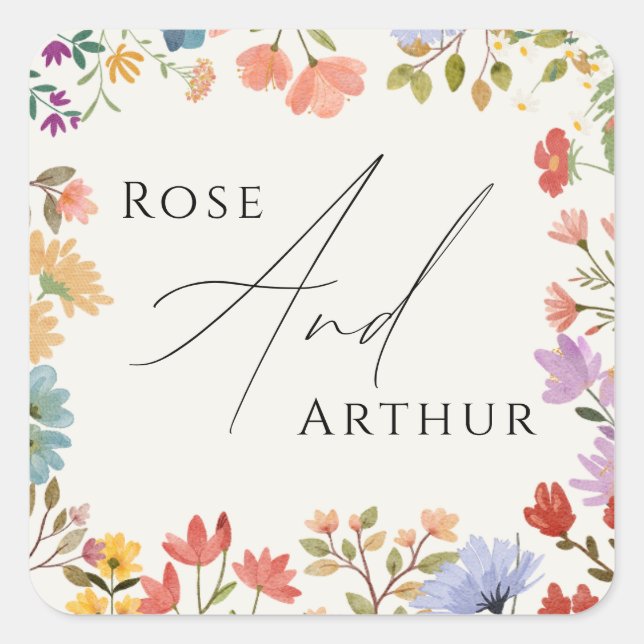 Sticker rond fleur sauvage Mariage de script class (Devant)