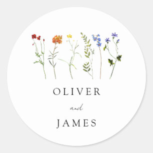 Sticker Rond Fleur sauvage minimal LGBTQ Gay pride Floral Maria