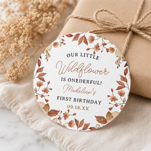 Sticker Rond Fleur sauvage moderne chic Script 1er anniversaire