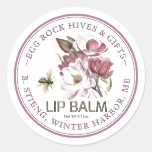 Sticker Rond Fleur sauvage modifiable Beeswax Lip Balm Étiquett