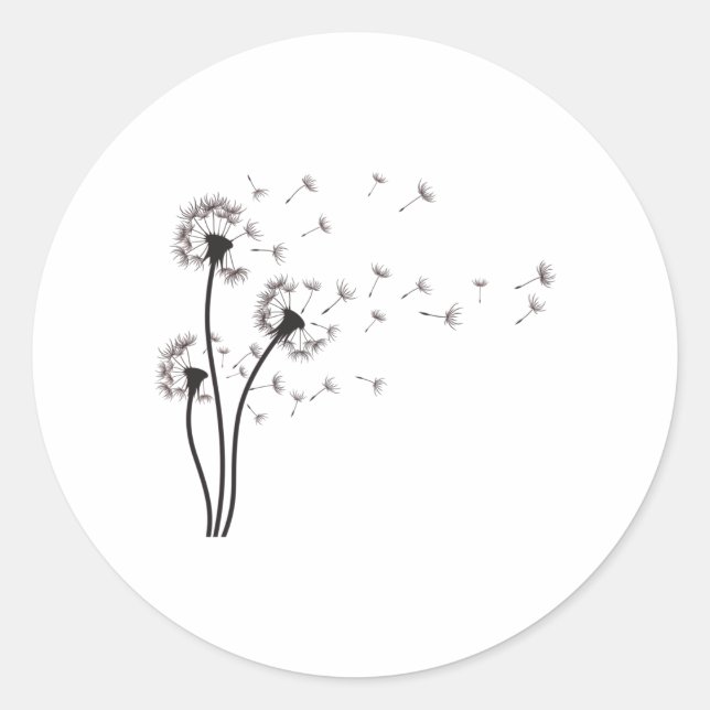 Sticker Rond Fleur sauvage noir Dandelion (Devant)
