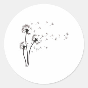 Sticker Rond Fleur sauvage noir Dandelion
