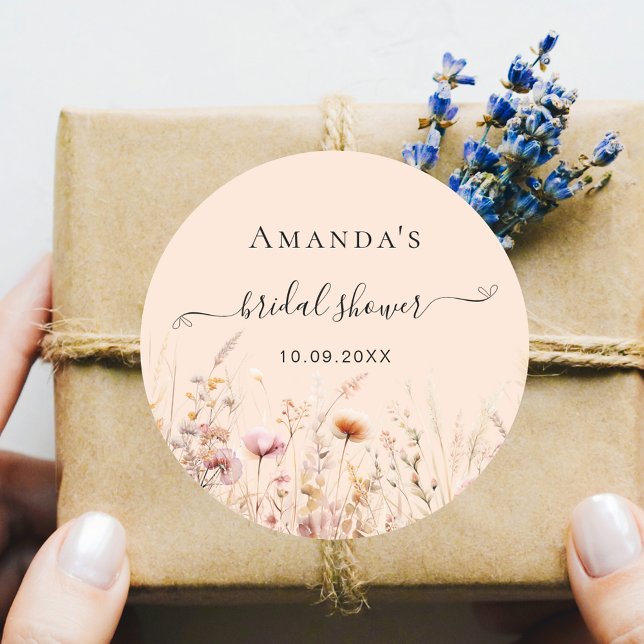 Sticker Rond Fleur sauvage pêche chute amour rose nuptiale douc (Créateur téléchargé)