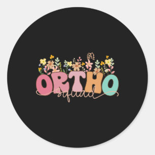 Sticker Rond Fleur sauvage rétro Ortho Squad Orthopedics Infirm