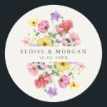 Sticker Rond Fleur sauvage Rustic Chic Floral Mariage campagnar<br><div class="desc">Célébrez votre histoire d'amour avec cet élégant autocollant d'enveloppe mariage florale avec un design de fleur sauvage d'aquarelle et script de calligraphie moderne. Parfait pour un mariage de jardin, une cérémonie en plein air ou une célébration boho rustique, ce design mêle des éléments floral fantaisistes à une élégance intemporelle. Idéal...</div>