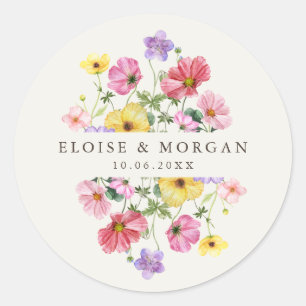 Sticker Rond Fleur sauvage Rustic Chic Floral Mariage campagnar