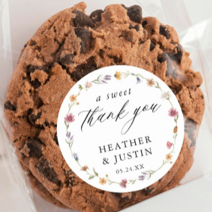 Sticker Rond Fleur sauvage Un Merci doux Faveur de mariage